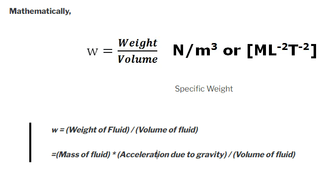 Specific Weight formula